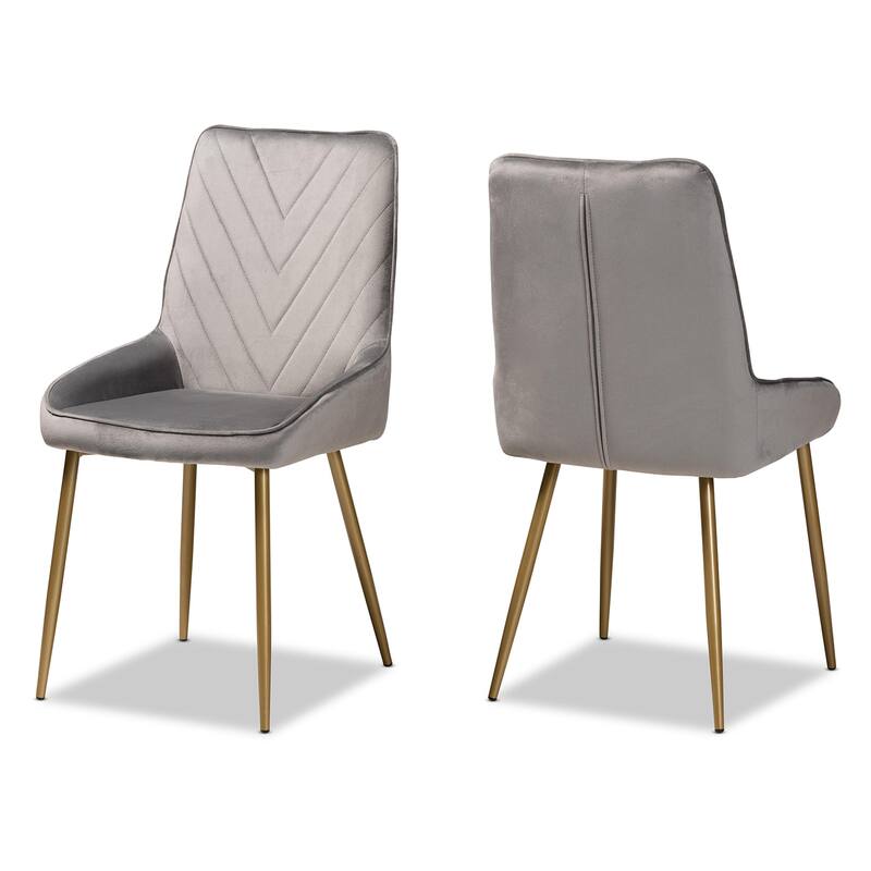 Priscilla Contemporary Glam and Luxe Velvet Dining Chair Set (2PCs) - Grey