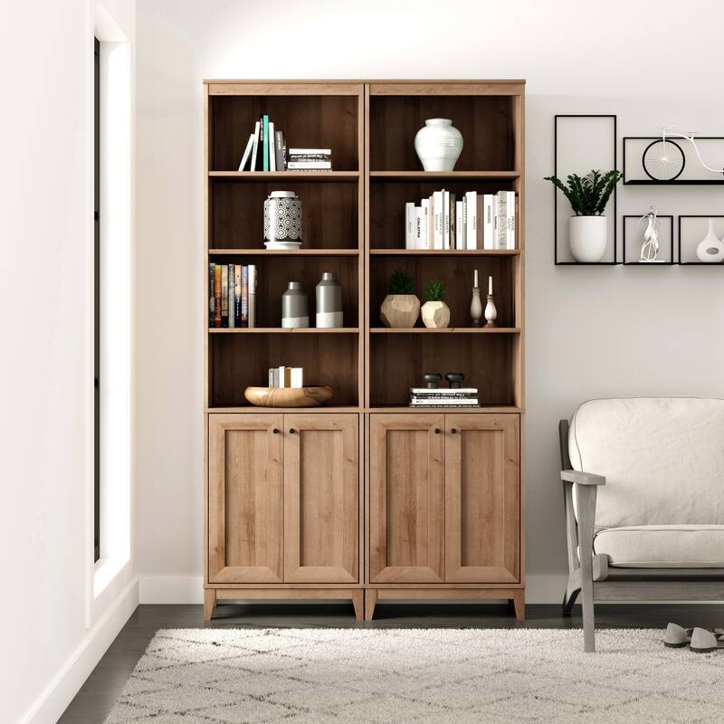 Prepac Yaletown 79.5" H Bookcase, Extra Tall Bookshelf with 4 Shelves and 2 Doors, Accent Bookshelf for Living Room, Home Office
