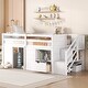 preview thumbnail 21 of 31, Twin Solid Wood Low Loft Bed with Stair & Drawer White