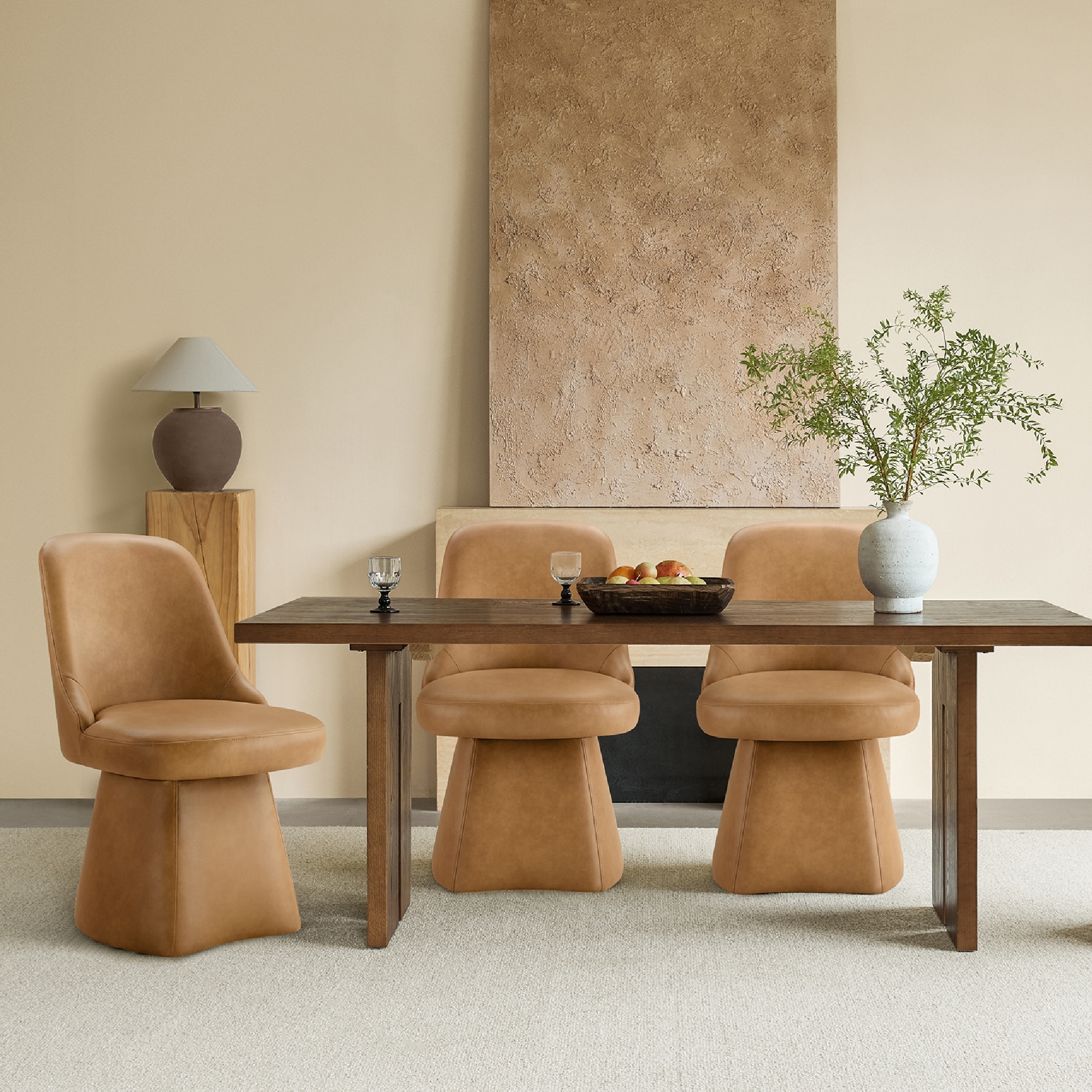 Spruce & Spring Anna Modern Upholstered Swivel Armless Dining Chair