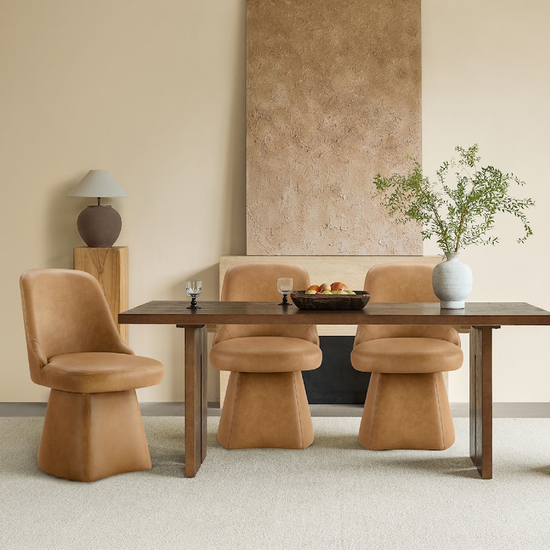 Anna Upholstered Swivel Armless Dining Chair for Kitchen Living Room