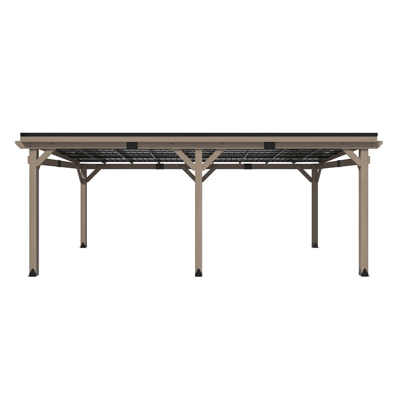 Outdoor Hardtop Gazebo, Cedar Wood Gazebo with Galvanized Steel‌ Roof