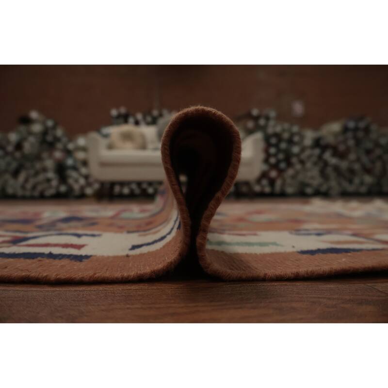 Hand Woven Oriental 100% Wool Carpet Southwestern Geometric Oranges & Rust Kilim Area Rug - 5' 8'' X 3' 9''