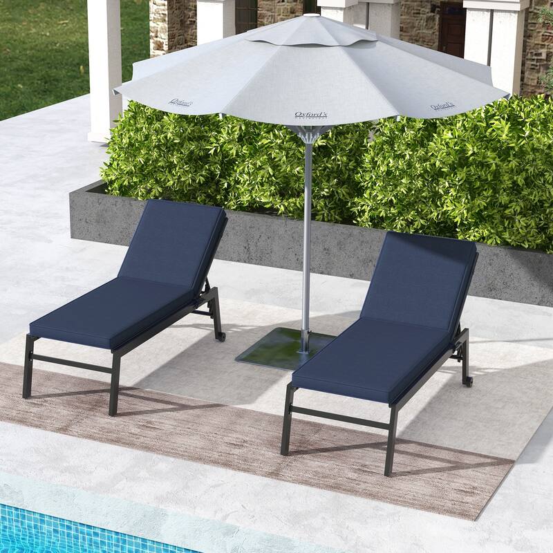 Outsunny 2 Patio Chaise Lounge Chair Cushions with Backrests, Replacement Patio Cushions with Ties for Outdoor Poolside Lounge
