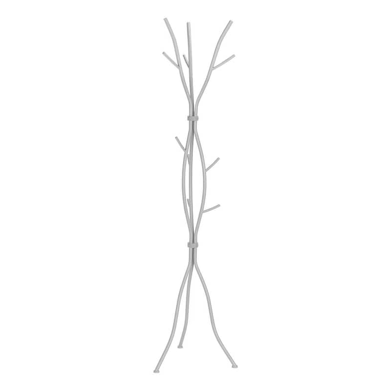74-Inch Tall Freestanding Coat Rack with Metal Frame 11 Hooks Entryway Umbrella Stand - 74'' H X 18.5'' W X 18.5'' D - Silver