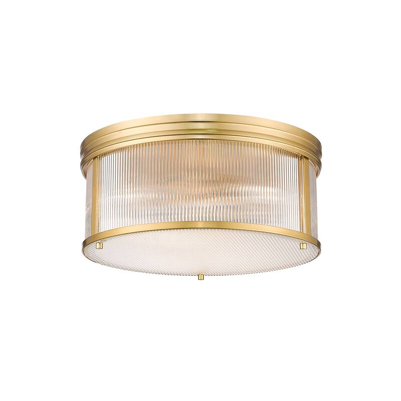 Carnaby by Z-Lite 4 Light Flush Mount in Modern Gold with Clear Ribbed Glass Shade - Modern Gold