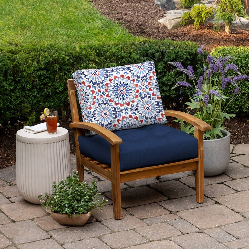 ARDEN Outdoor Plush Modern Tufted Blowfill Deep Seat Set, 24 x 24