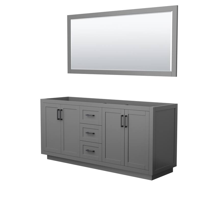Wyndham Collection Miranda 71" Double Free Standing Vanity Cabinet - - Dark Gray / Matte Black Hardware