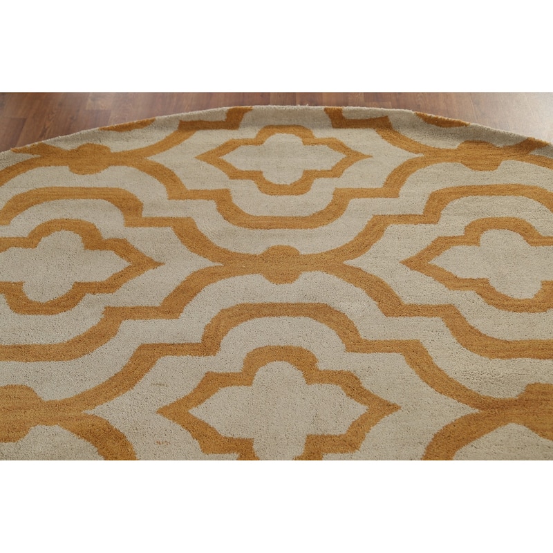 Contemporary Geometric Trellis Agra Oriental Wool Rug Hand-tufted - 10'0" x 10'0"