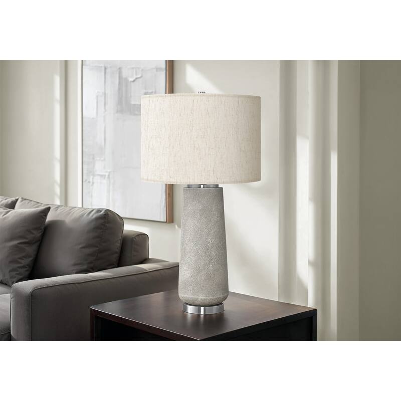 Lighting, 29"h, Table Lamp, Grey Resin, Ivory / Cream Shade, Modern - Grey