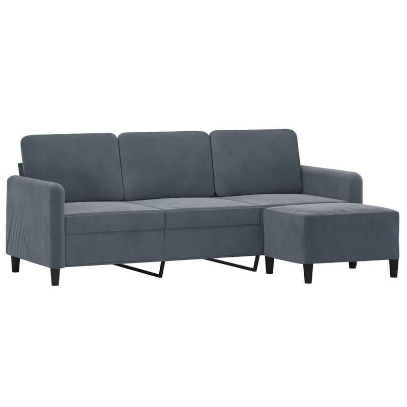 vidaXL 3-seater Sofa With Footstool Dark Gray Velvet 3-Seater - 30.3 x 77.9 x 31.5 in