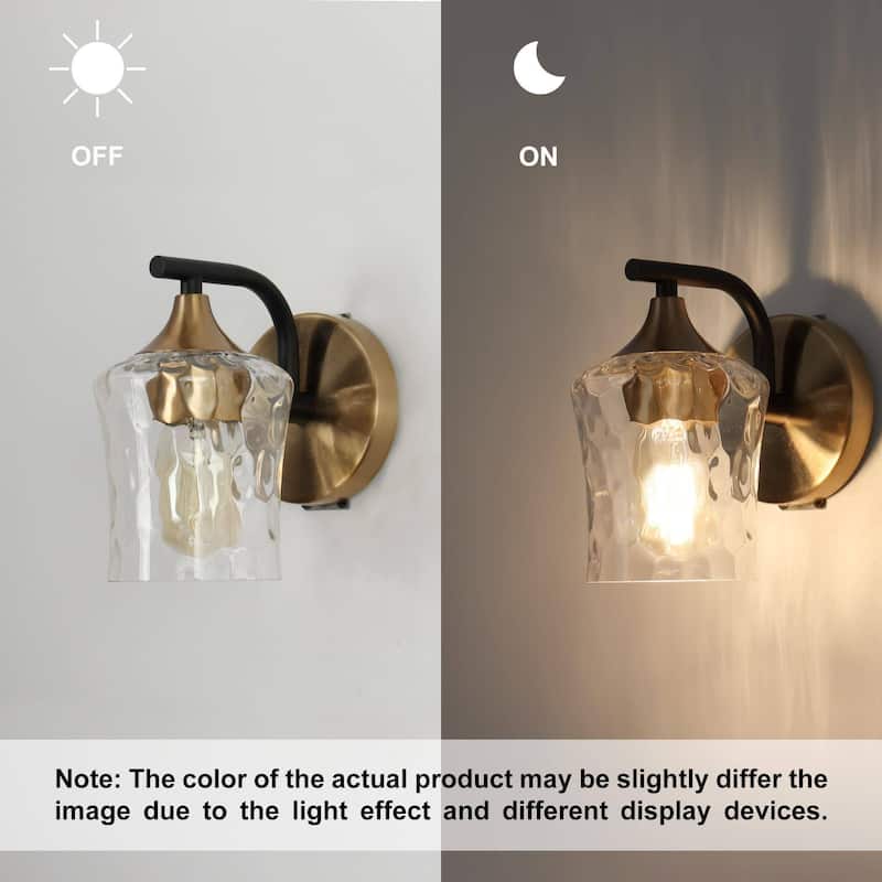 Modern Black Gold Bathroom Vanity Light Hammered Glass Wall Sconces Lamps with 1/2/3/4 Lights
