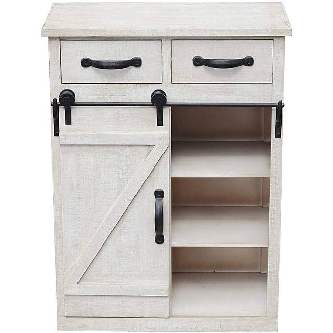Rustic Wood End Table with Sliding Barn Door