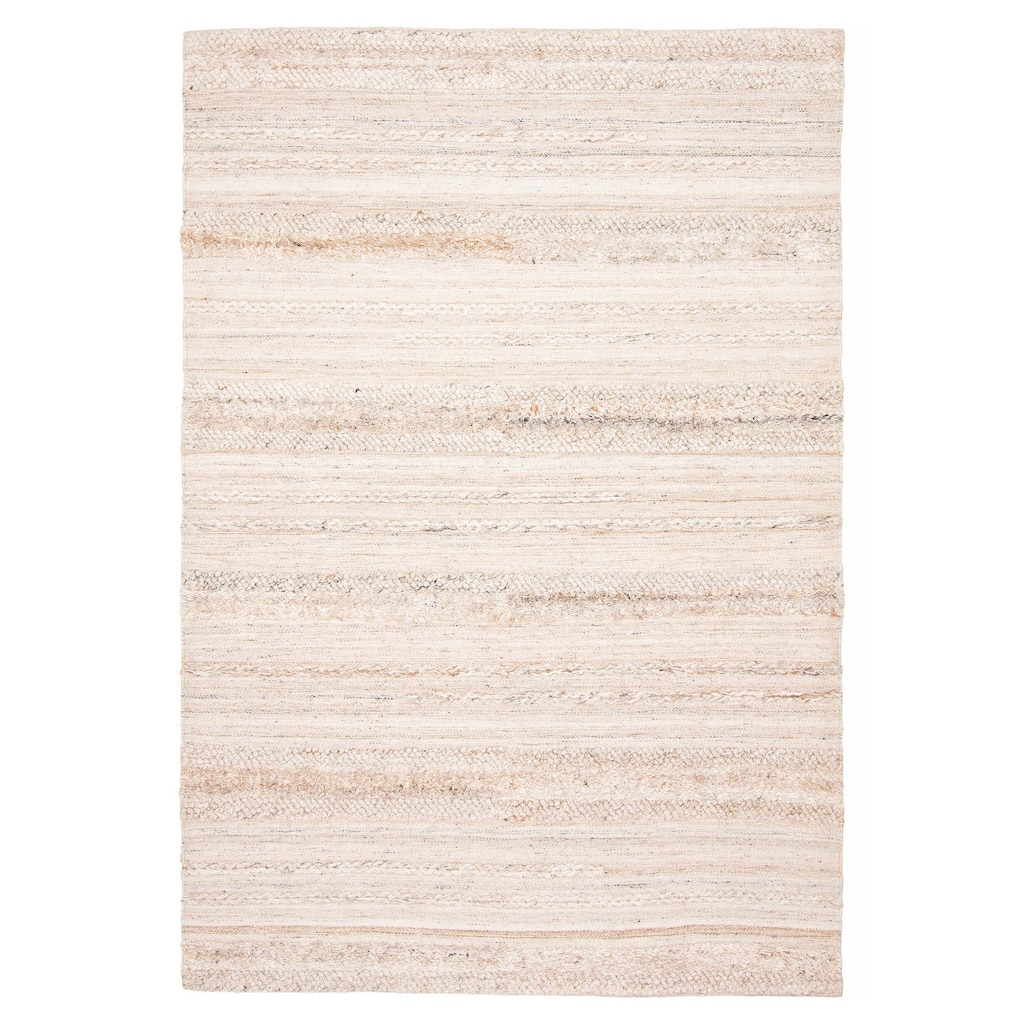ECARPETGALLERY Braid weave Sienna Beige Wool Rug - 5'2 x 7'8