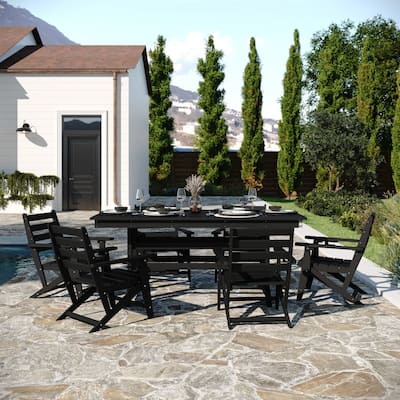 Commercial All Weather Adirondack Table and 6 Chairs with Cupholders