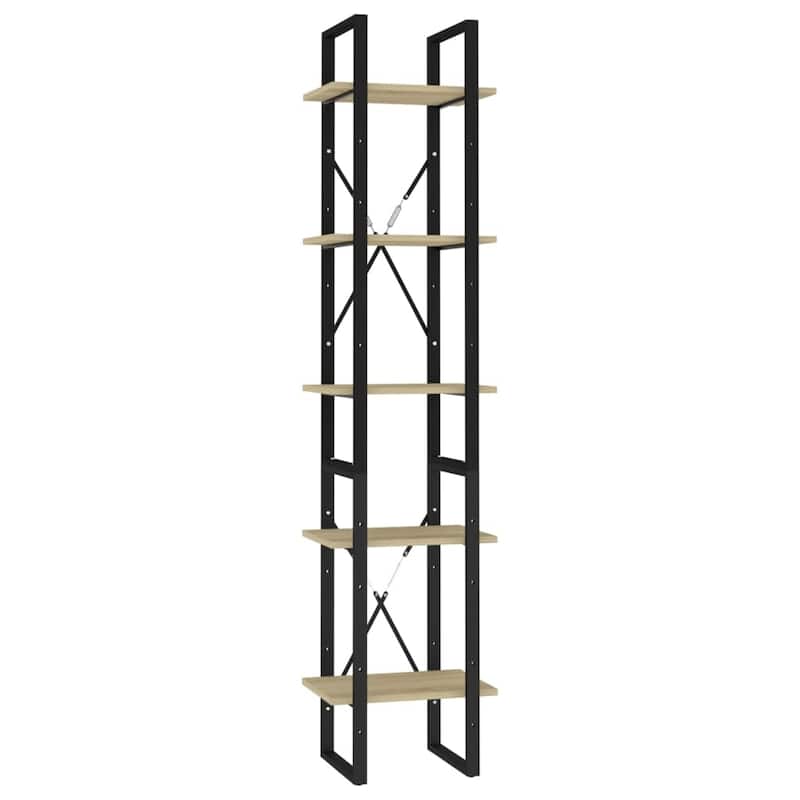 vidaXL 5-Tier Book Cabinet Sonoma Oak 15.7"x11.8"x68.9" Engineered Wood - 15.7" x 11.8" x 69.9"