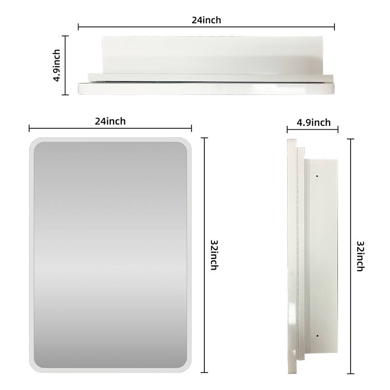 24x32 White Surface or Recessed Mount Bathroom Medicine Cabinet with Mirror