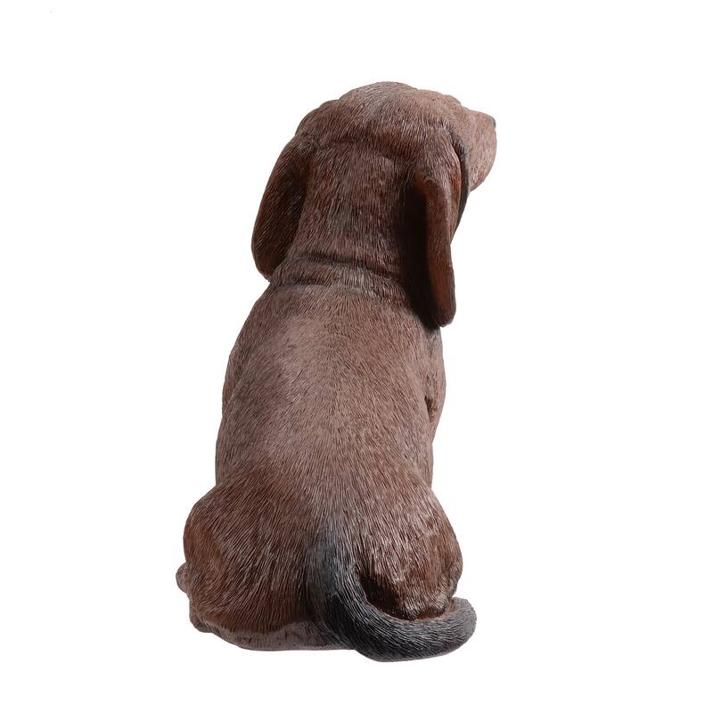 Sitting Brown Dachshund Outdoor Garden Statue - 15"