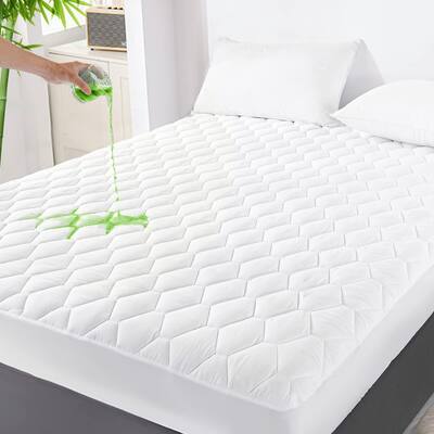 Quilted Fitted Bamboo Mattress Protector, Waterproof Cooling Breathable ...