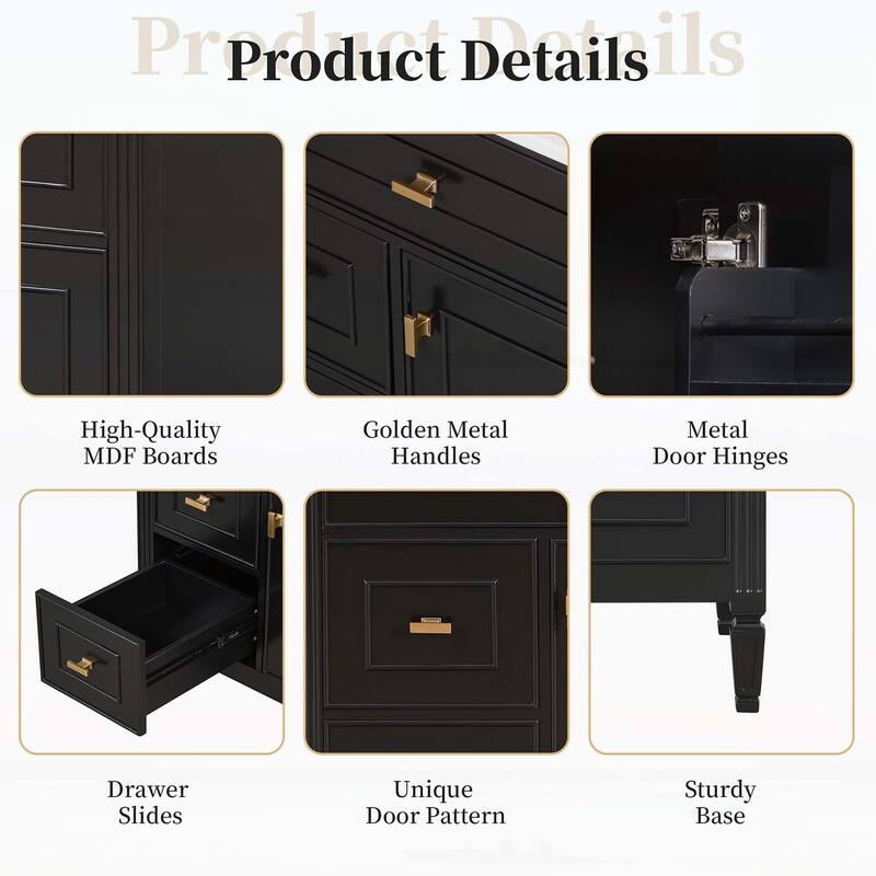 Freestanding Vanity Set with One Flip Drawer and Two Drawers,Adjustable Shelf