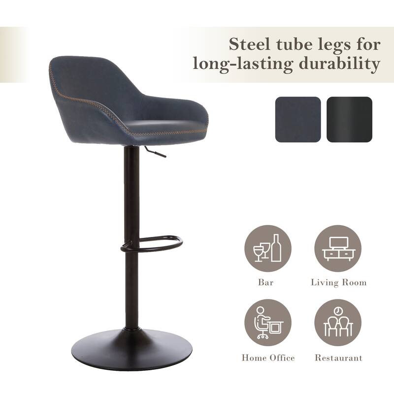 Glitzhome 41"H Round Wood Top High Pub Table with Gaslift Adjustable Swivel Bar Stools Set