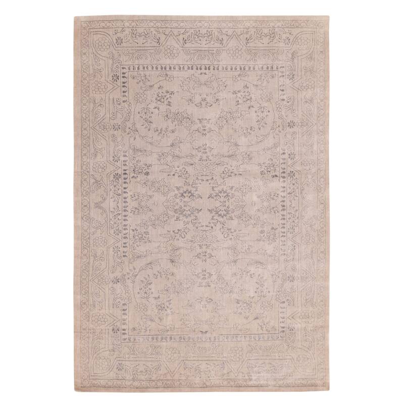 ECARPETGALLERY Hand Loomed Elysian Grey Viscose, Wool Rug - 6'6 x 9'10