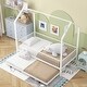 preview thumbnail 1 of 5, Twin Size House-shaped Platform Bed with Full-length Fence, Metal Bed with With Trundle for Bedroom, White White