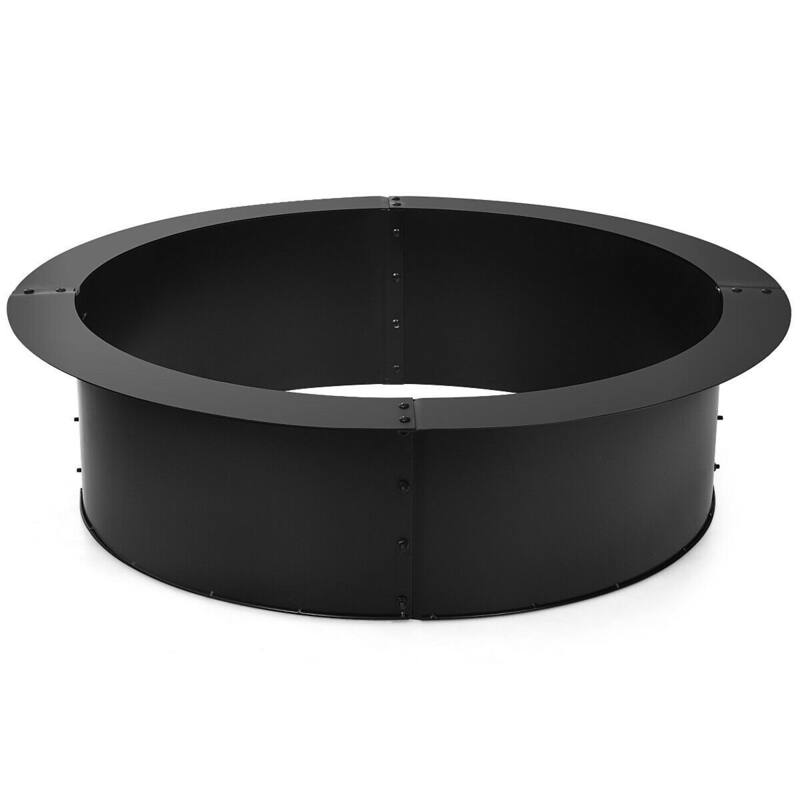 36 Inch Round Steel Fire Pit Ring Liner DIY Wood Burning Insert - Black