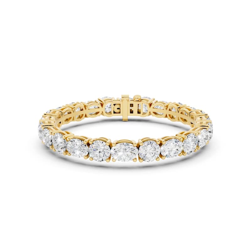 Auriya 14K Gold Lab Grown Alternating Round and Oval Tennis Bracelet 15 1/2ct. tw. (F-G VS) - N/A - Yellow