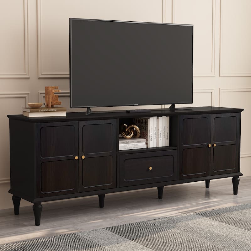 67" Mid-Century TV Stand for TVs up to 75", Black