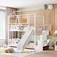 preview thumbnail 2 of 4, Twin Over Twin Metal Bunk Bed ,Metal Housebed with Slide and Slide and StorageStairs