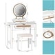 preview thumbnail 9 of 7, COSTARS Rattan Makeup Vanity Desk with Mirror and Lights, White Vanity Table with Drawers,Dressing Table with 3 Lighting Modes
