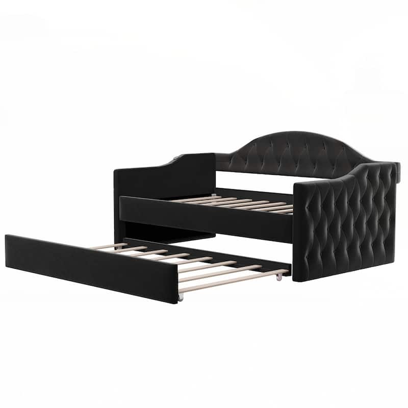 Tufted Upholstered Daybed with Trundle
