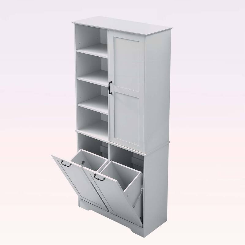 Stylish and Functional Bathroom Storage Cabinet with Doors,Drawers,Tilt-Out Laundry Hamper