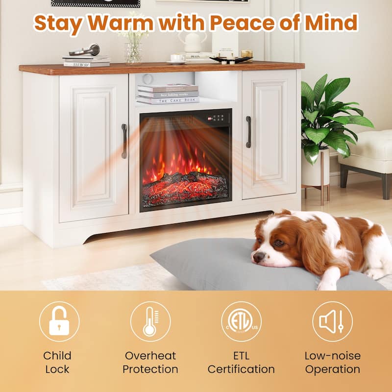 Gymax 18'' Electric Fireplace Insert 750W/1500W Fireplace Heater w/