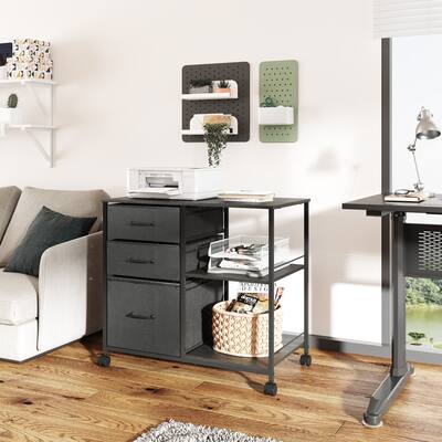 3 Drawer Lateral Mobile File Cabinet with Open Storage Shelf