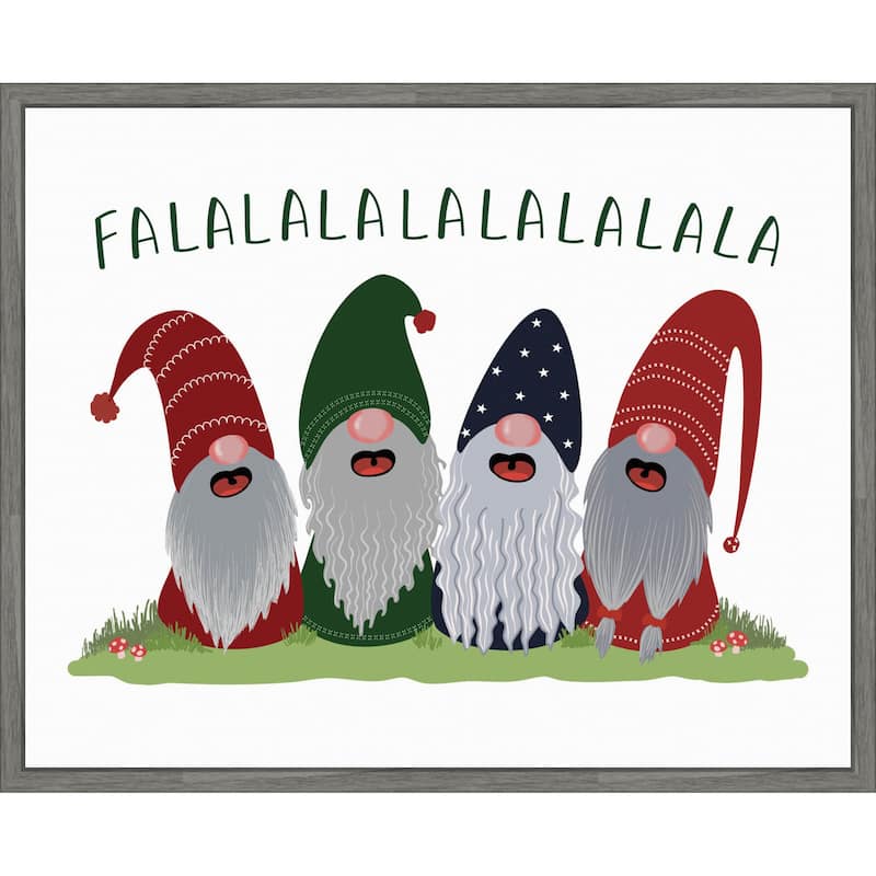 Fa la la la la gnomes by Rosana Laiz Blursbyai (28 x 23 in.), Framed Canvas Wall Art Print - Sylvie Greywash