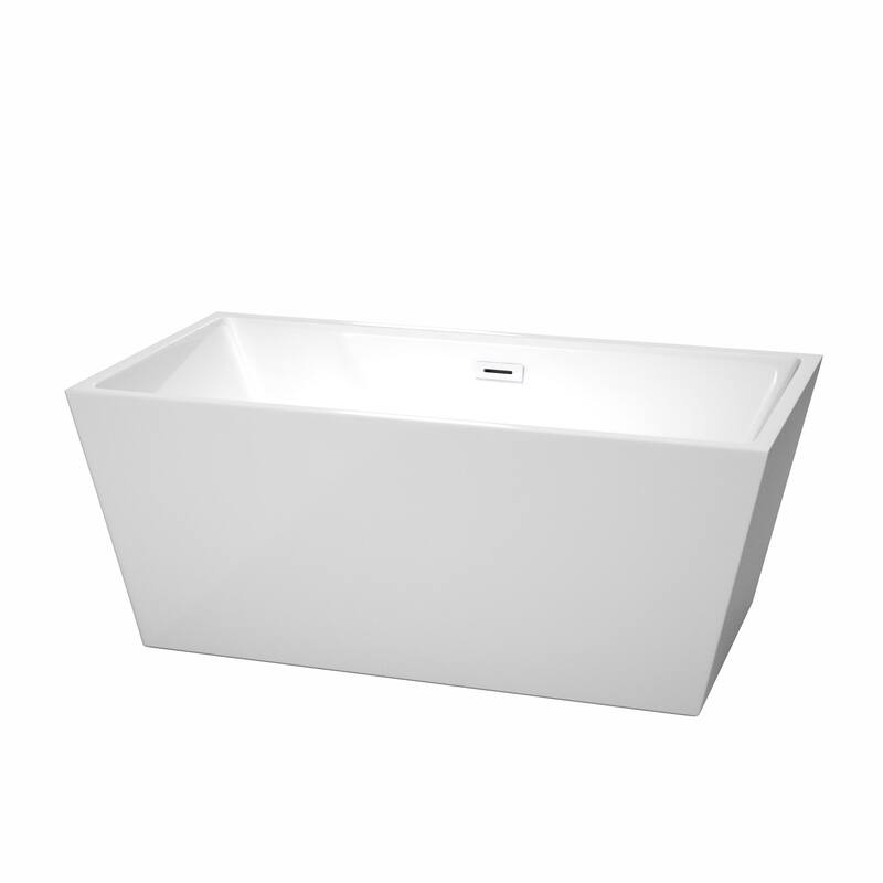 Wyndham Collection Sara 59" Free Standing Acrylic Soaking Tub with - White / Shiny White Trim