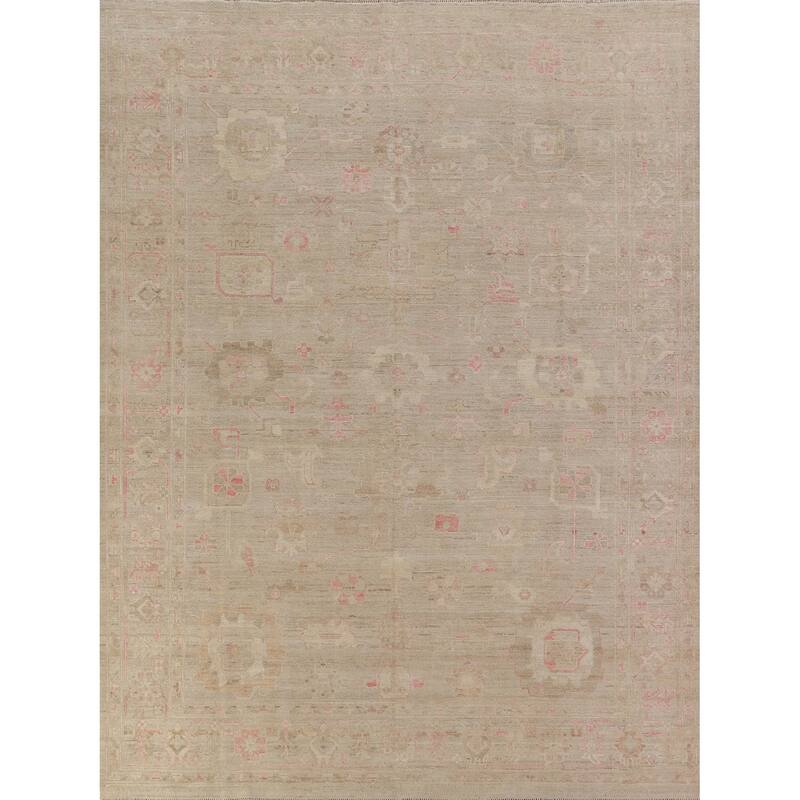 Hand Knotted Oriental 100% Wool Carpet Transitional All-Over Beige & Ivories Oushak Area Rug - 10' 0'' X 8' 0''