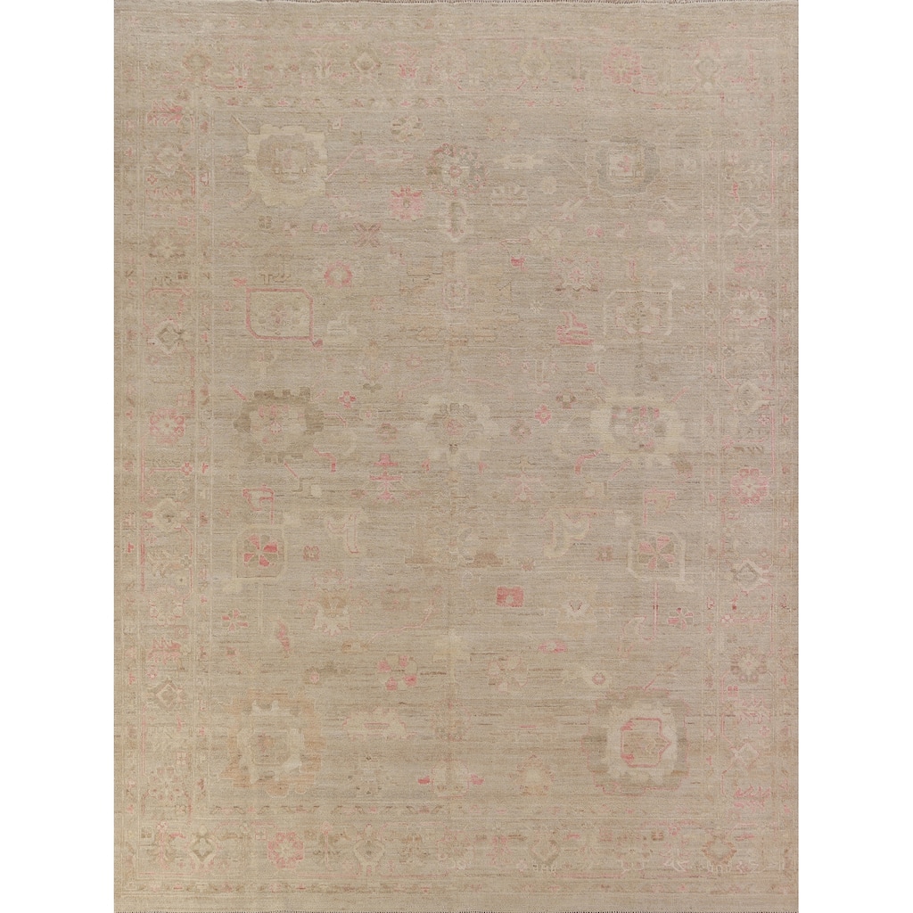 Hand Knotted Oriental 100% Wool Carpet Transitional All-Over Beige & Ivories Oushak Area Rug - 10' 0'' X 8' 0''