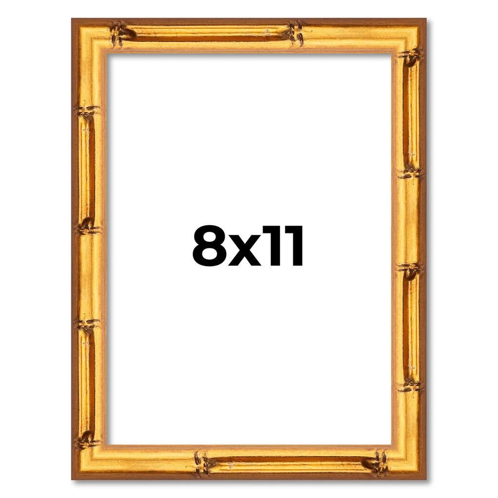 8x11 Frame Gold Bamboo Picture Frame Modern Photo Frame Includes UV Acrylic Shatter Guard Front Acid Free Foam Backing Board