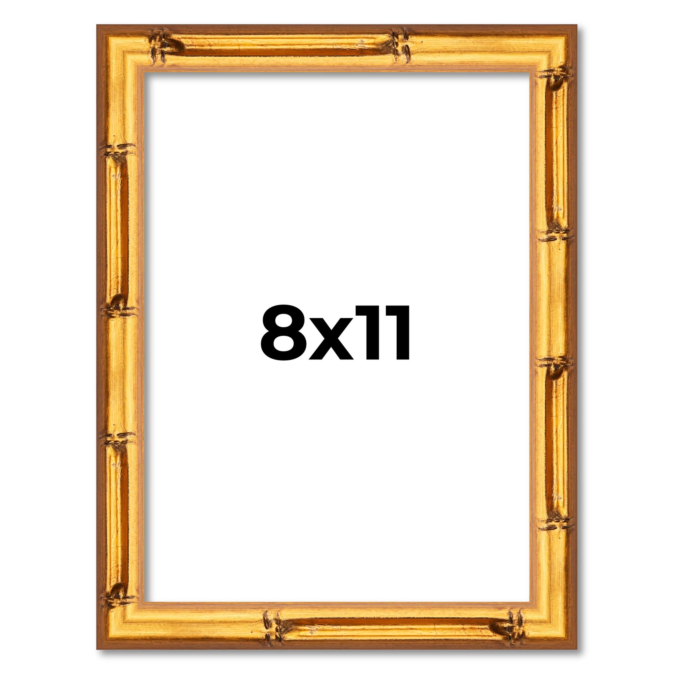 8x11 Frame Gold Bamboo Solid Wood Picture Frame | 1 Inch Moulding