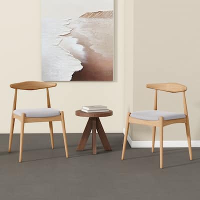 Set Of 2 Rubberwood Dining Chairs With Ergonomic Backrest & Comfort Cushions