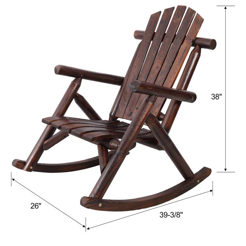 Outdoor Wooden Rocking Chair for Porch, Patio, or Garden - 26" x 39.375" x 38"