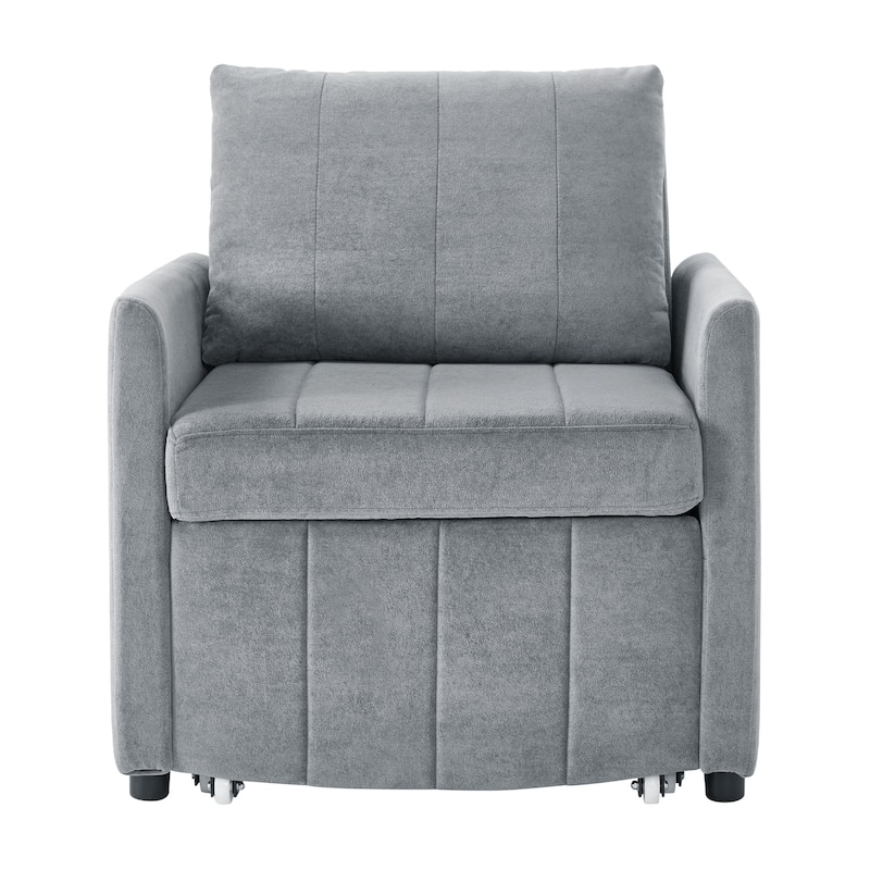 Chenille Convertible Sleeper Sofa Chair with 5-Position Backrest, Storage Basket and 440lb Capacity