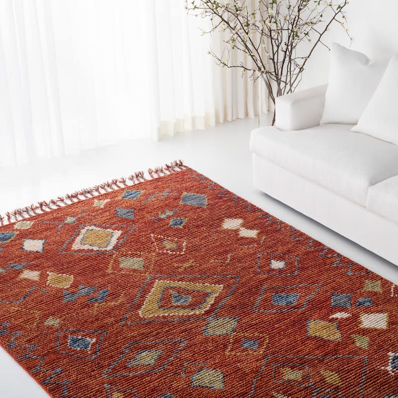 Lauren Ralph Lauren Handmade Nahla Southwestern Tribal Wool Area Rug - 5' x 8' - Currant