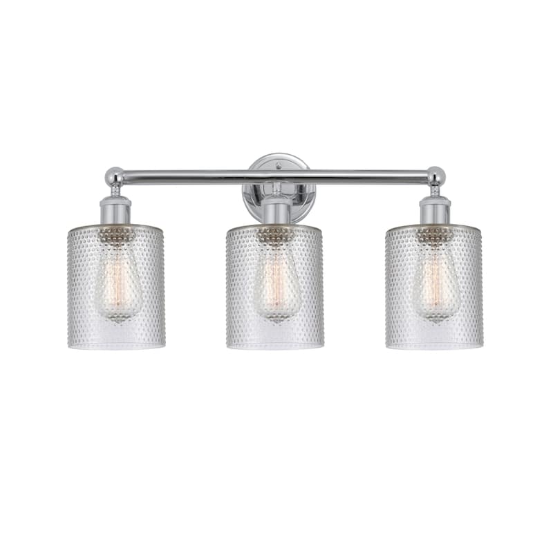 Innovations Lighting 616-3W-12-23 Cobbleskill Vanity Cobbleskill 3 - Polished Chrome / Clear