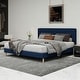 preview thumbnail 53 of 91, Caxkun Upholstered Platform Bed Frame with Wingback headboard