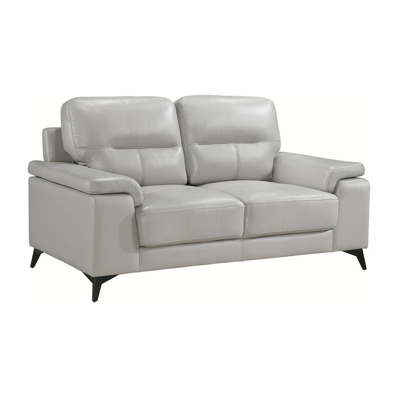 Socorro Leather Loveseat - Silver