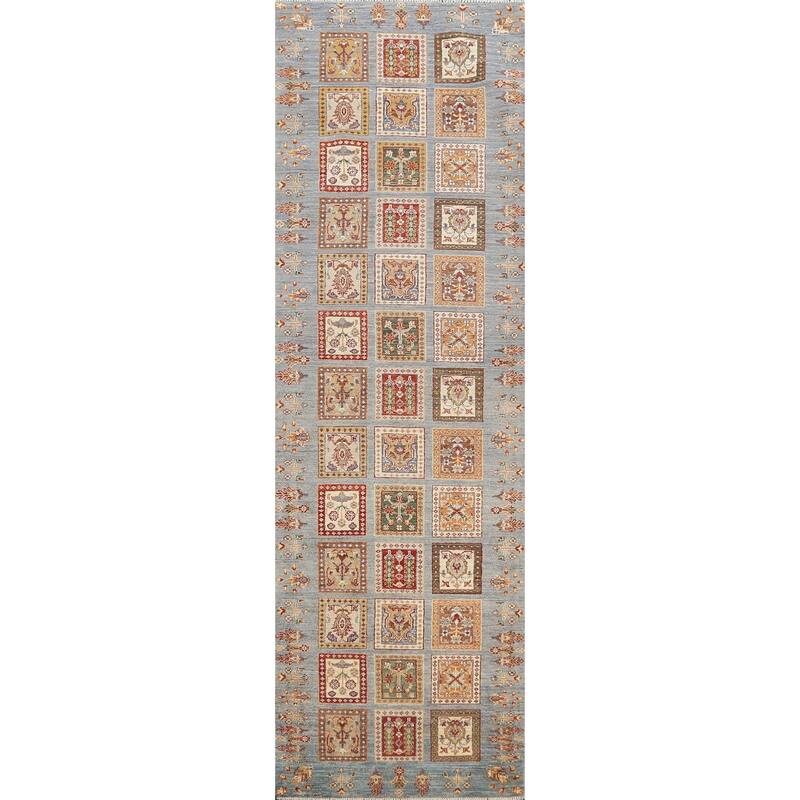 Traditional Garden Design Kazak Oriental Wool Runner Rug Hand-knotted - 2'9" x 10'5"